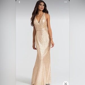 Women’s BARI JAY Slim Fit Gold Halter Neck Sequin Dress Size 8